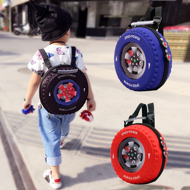 Ba Lô Đi Học Hình Bánh Xe Hoạt Hình 3D Thời Trang Cho Bé 3-5 Tuổi