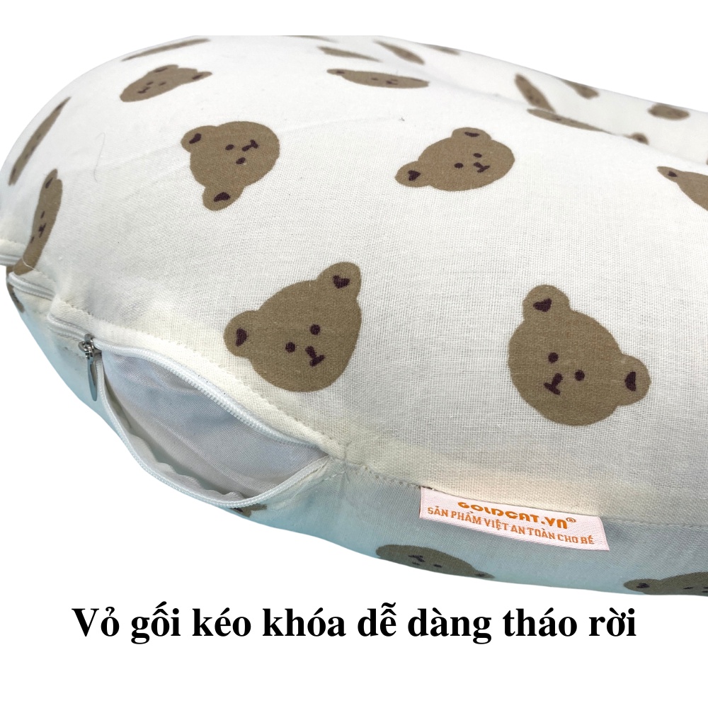 Gối Chống Trào Ngược GOLDCAT Chất Vải Muslin Mềm Mịn, Thấm Hút Mồ Tốt (Vỏ Có Khóa Kèm Lõi Bông)