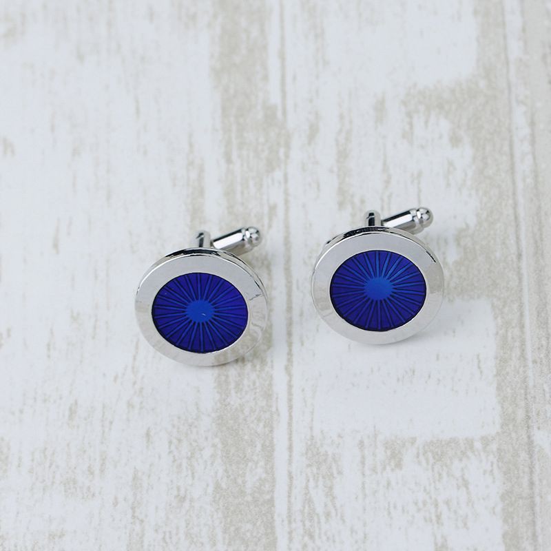 【Hot Sales】1 Pair Fashion Men's Cufflinks Fashion Round eyes Shirt Cufflinks Cuff Links Mens Dress Business Wedding Cufflinks Gift Present(Sier+blue)