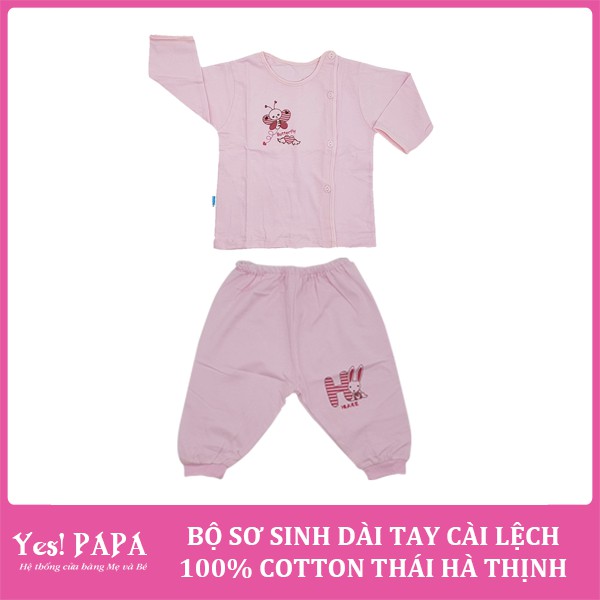 Bộ sơ sinh dài tay cài lệch 100% cotton Thái Hà Thịnh