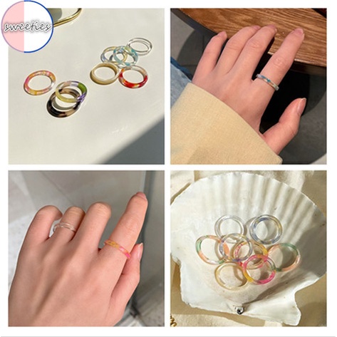 Nhẫn đeo ngón tay acrylic trong suốt đơn giản phong cách thời trang Hàn Quốc size 6 cho nữ