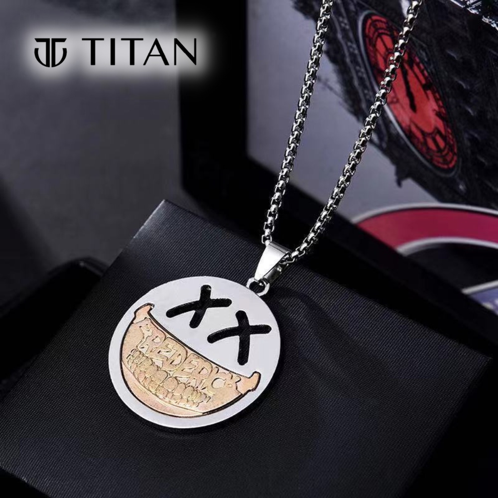Dây chuyền nam nữ Bboy mặt cười, vòng cổ Grillz thời trang unisex màu bạc phong cách hiphop cá tính chất ngầu Titan Shop