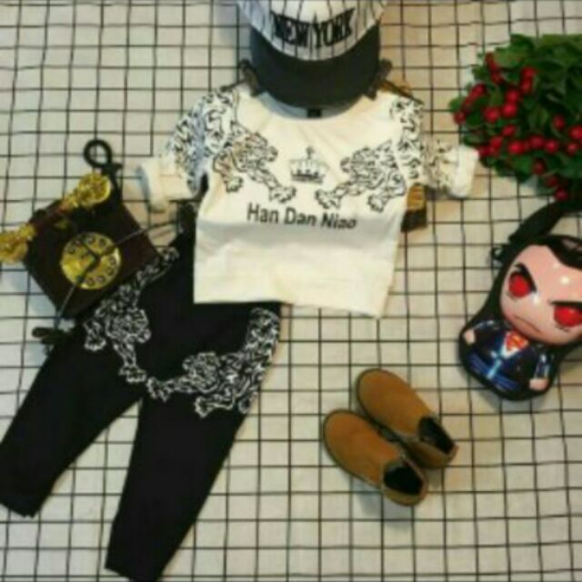 set quần áo cotton bé trai