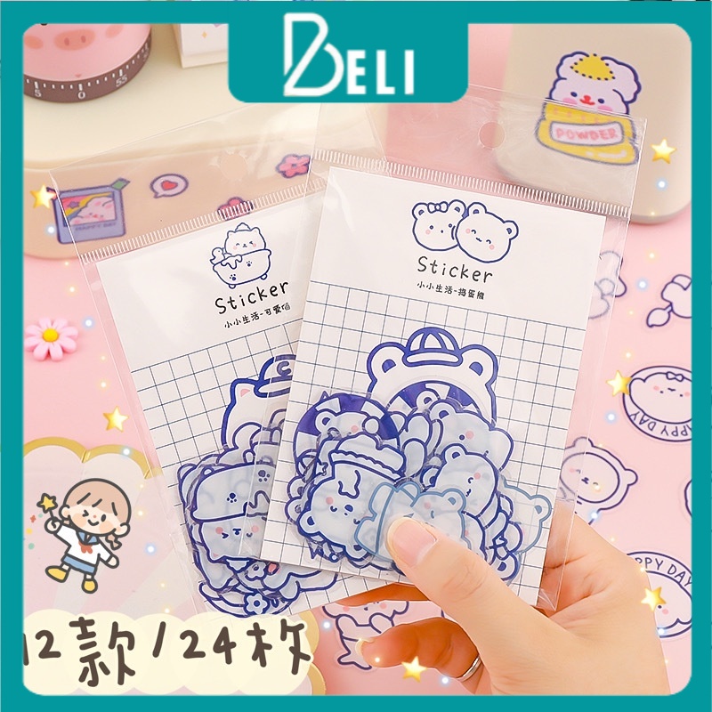 Túi Sticker gấu con BELI, nhãn dán trang trí vở, sổ dễ thương tiện dụng