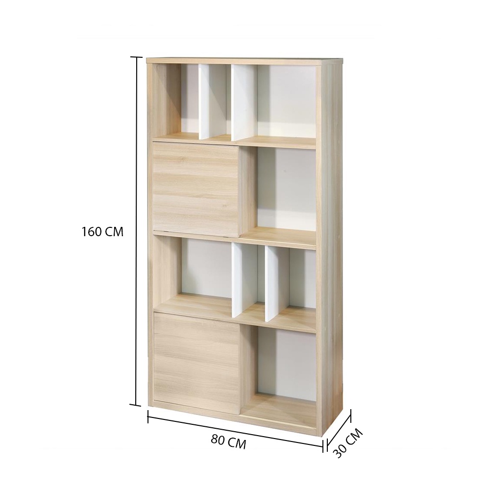 HomeBase FURDINI Kệ bằng gỗ ép nhiều ngăn PULSE Thái Lan W80xH160xD29,5cm màu gỗ sồi/trắng