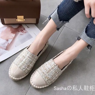 Slip-on đế cói dạ Tweed