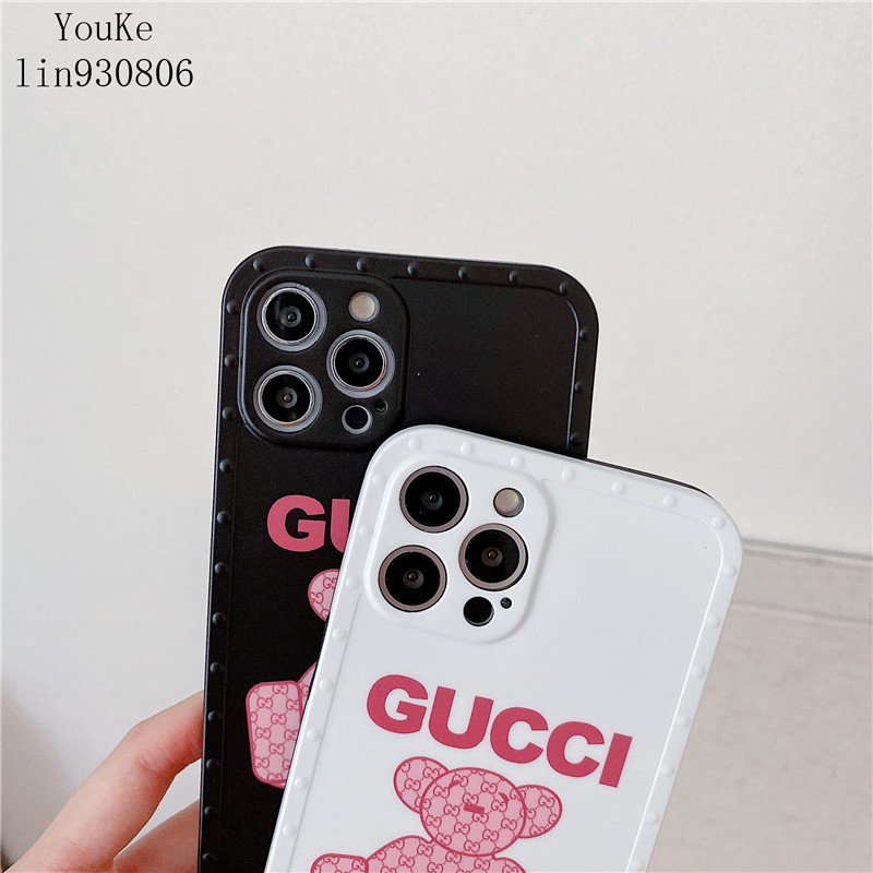 Ốp Điện Thoại Họa Tiết Gucci Màu Hồng Cho Iphone 12 12 Pro Max 11 Se2 Ix Xs Xr