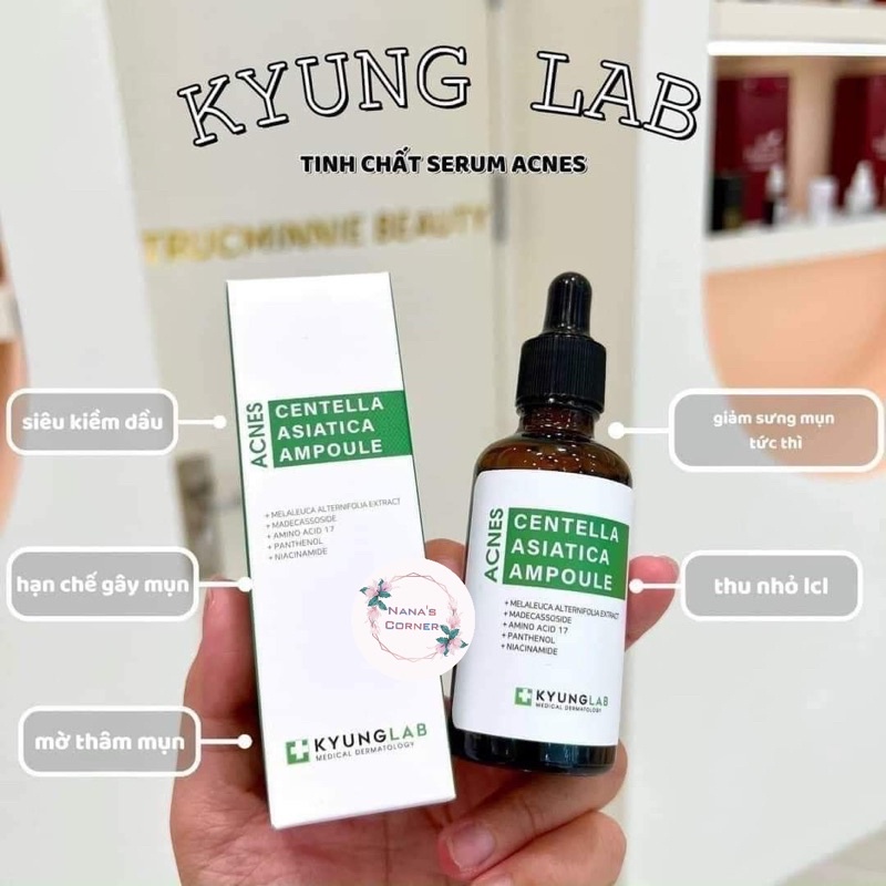 Serum giảm mụn Kyung Lab Acnes Centella Asiatica Ampoule 50ml kiềm dầu mờ thâm - Út store