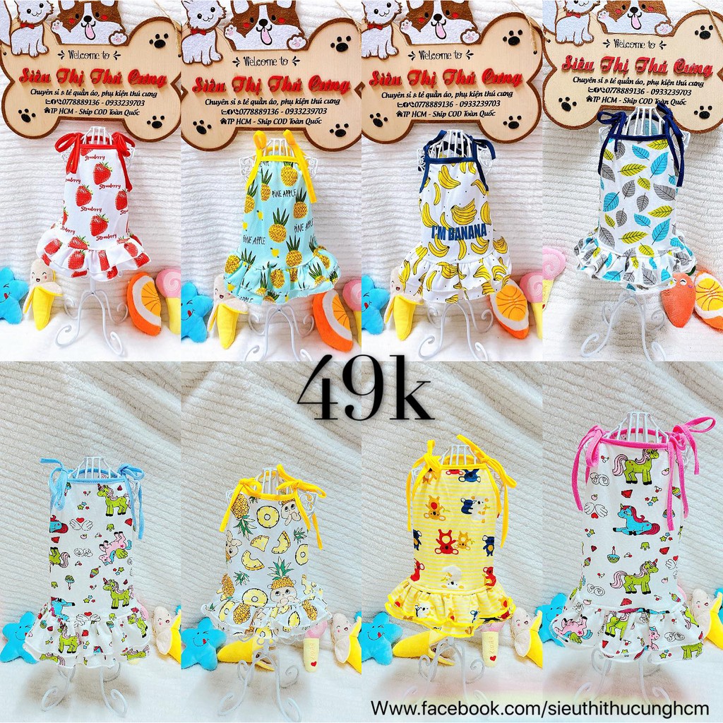 ⛔️[SALE SIÊU HOT]⛔️ Đầm váy chó mèo thú cưng: váy trái dâu siêu cute