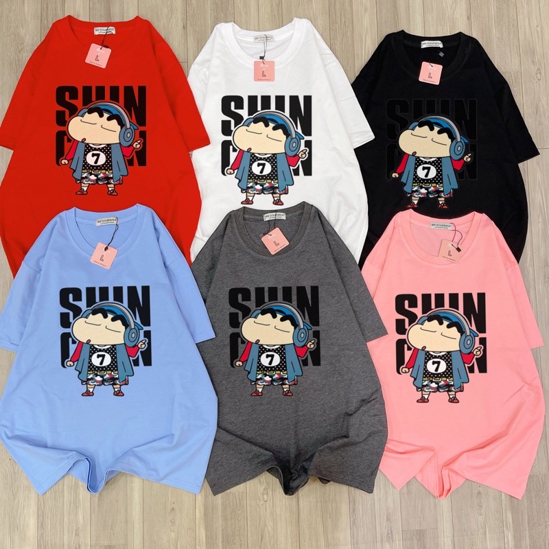 Áo Thun Tay Ngắn UNISEX in Decal Shin Bút Chì - Hình chụp thật (Đủ size M-L-XL-XXL) - Số đo ở cuối