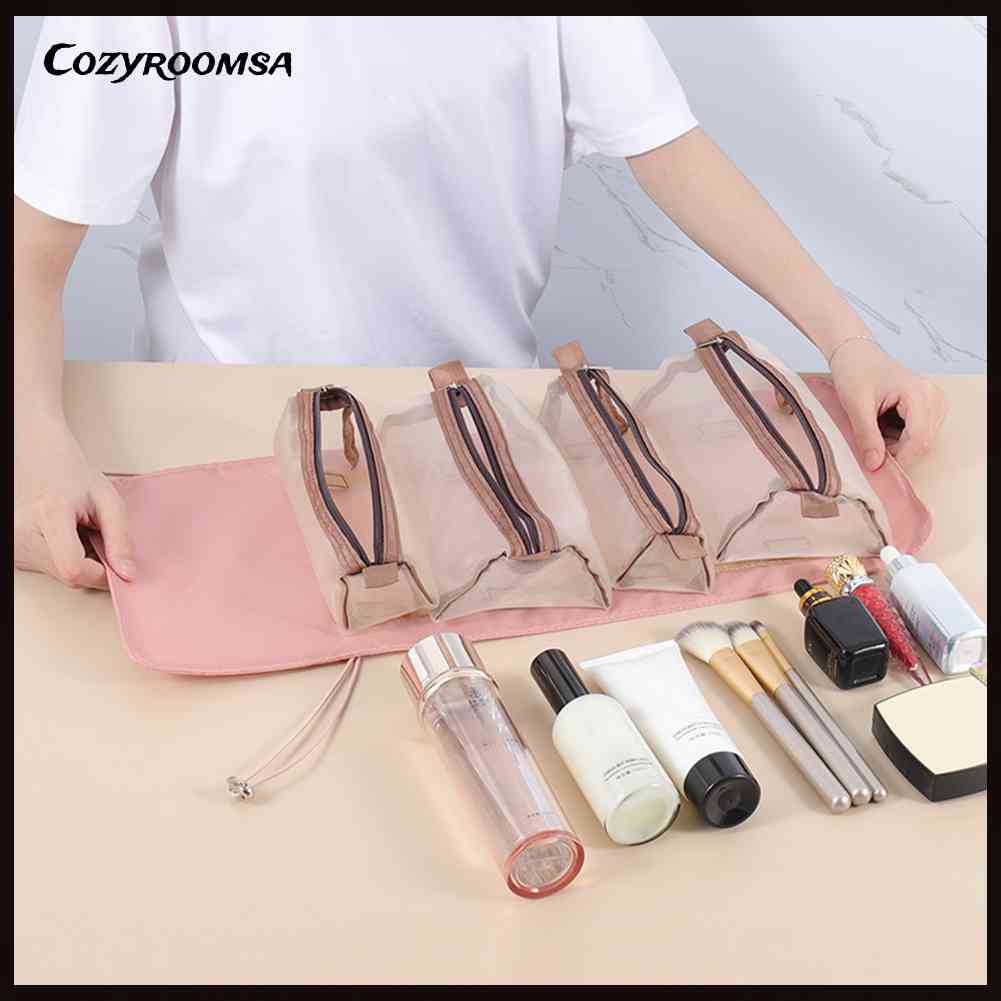 Túi Cuộn Đựng Mỹ Phẩm Trang Điểm Sức Chứa Lớn 4 Trong 1 Tiện Lợi Dành Cho Phòng Ngủ