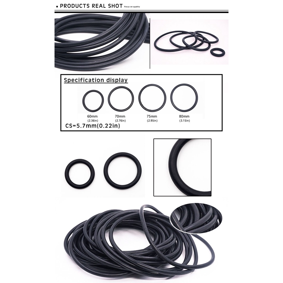 Set 10 Vòng Đệm Cao Su 5.7mm OD52 / 55 / 60 / 65 / 70 / 75 / 80 / 85 / 90 / 95 / 100 * 5.7mm
