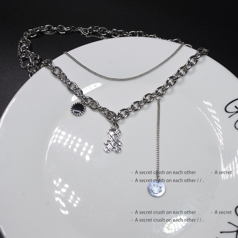 vòng cổ Hai Lớp Mặt Hình Mặt Cười Dễ Thương Phong Cách Hip Hop