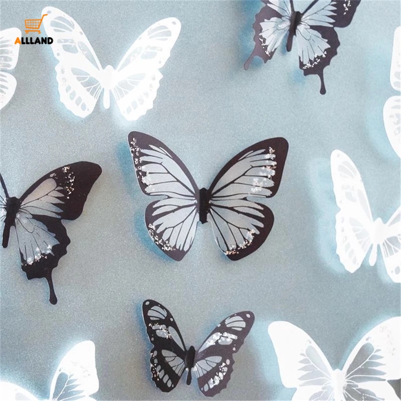 Bộ 12/18/24 Miếng Dán Hình Bướm 3d Nhiều Màu Sắc Trang Trí Phòng Trẻ Em