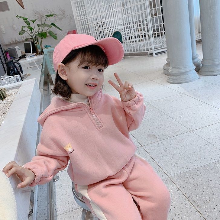 Bộ Đồ Gồm Áo Nỉ Tay Dài + Quần Dài Ống Bó Thời Trang Cho Bé Gái