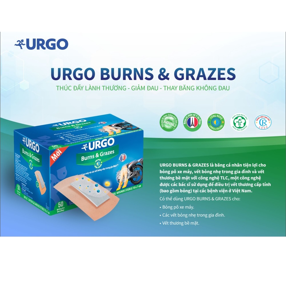 1 Miếng Băng cá nhân dành cho vết b ỏng, vết tr ầy xướt - Urgo Burn &amp; Grazes