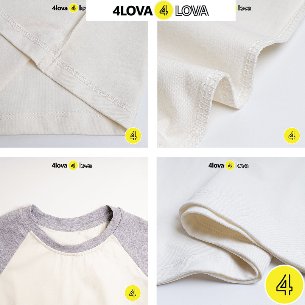 Áo thun cộc tay cho bé trai bé gái 4LOVA chất cotton co giãn phối màu tay kiểu dáng basic từ 8 - 27kg hàng chính hãng