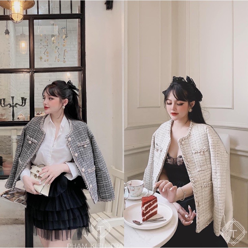 áo khoác dạ tweed thừng khuy ngọc hàng chuẩn SDD (có sẵn) | BigBuy360 - bigbuy360.vn