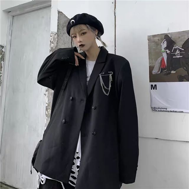 {SẴN SZ M} Áo khoác vest blazer nam nữ + phụ kiện ( có ảnh thật)