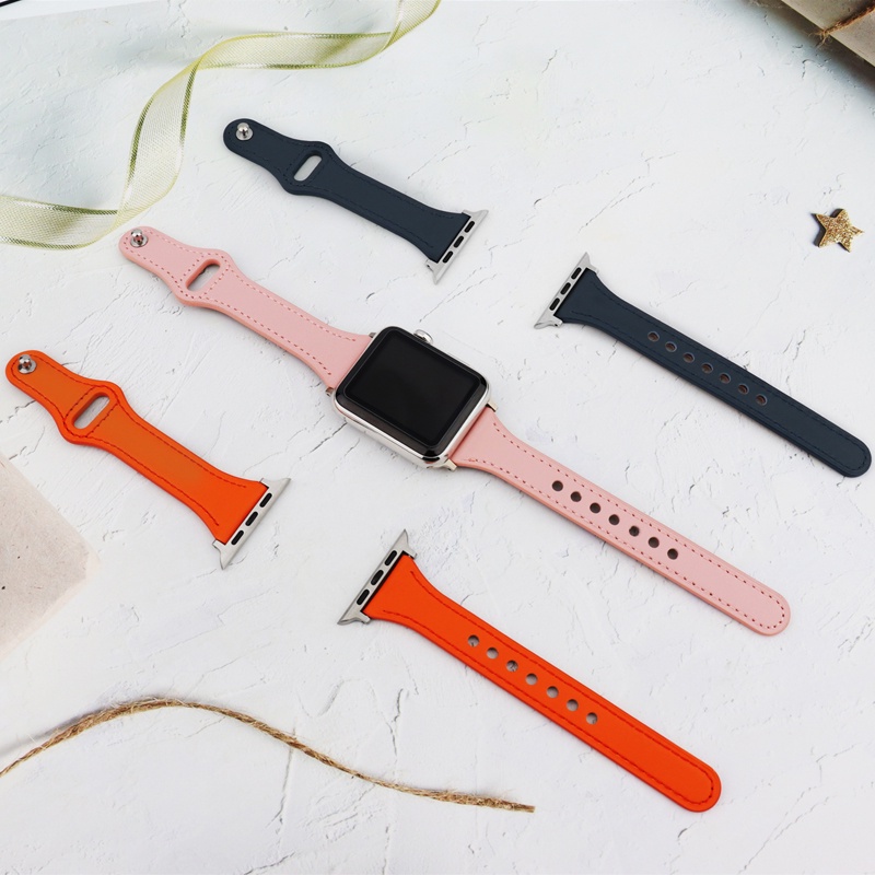 Dây đeo da thích hợp cho đồng hồ thông minh Apple Watch Iwatch 7 6 SE 5 4 3 2 1 44mm 40mm 38mm 42mm 41mm 45mm