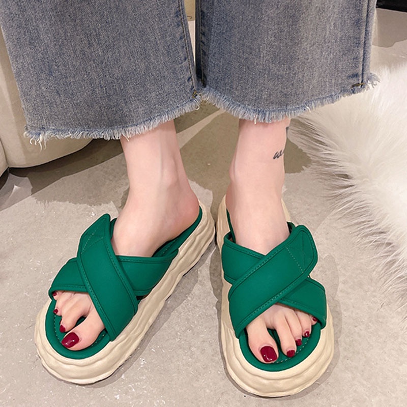 Dép sandal IELGY hở ngón có quai dán phong cách đi biển cho nữ