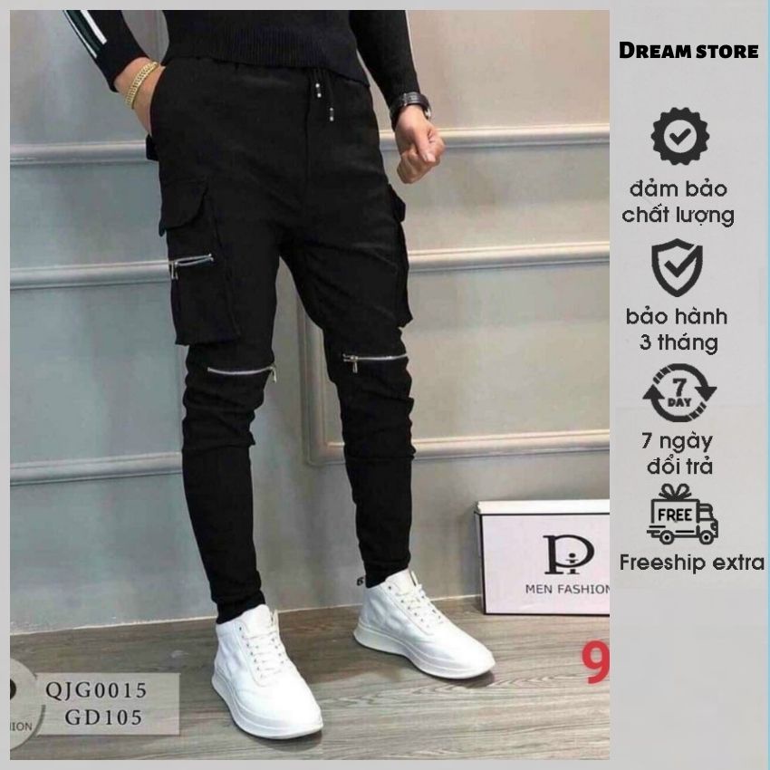 Quần Jocker Nam, Quần Kaki Nam Cao Cấp túi hộp mix dây kéo DREAM STORE