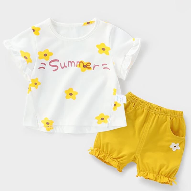 Bộ cộc Summer cotton cho bé gái đi học, đi chơi - thoáng mát, thấm hút mồ hôi