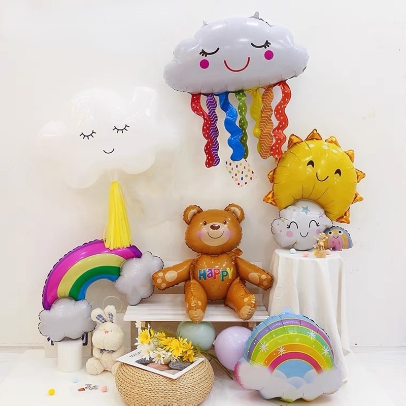 Bong Bóng Nhôm Hình Đám Mây/Hoa Hướng Dương/Mặt Cười Màu Cầu Vồng Trang Trí Tiệc Sinh Nhật/Đám Cưới