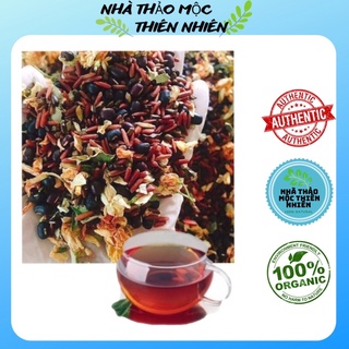 Trà gạo lứt, Đậu đen xanh lòng, đậu đỏ, lá dứa, hoa nhài, hoa hồng, hoa cúc, cỏ ngọt rang tay handmade (loại 1)