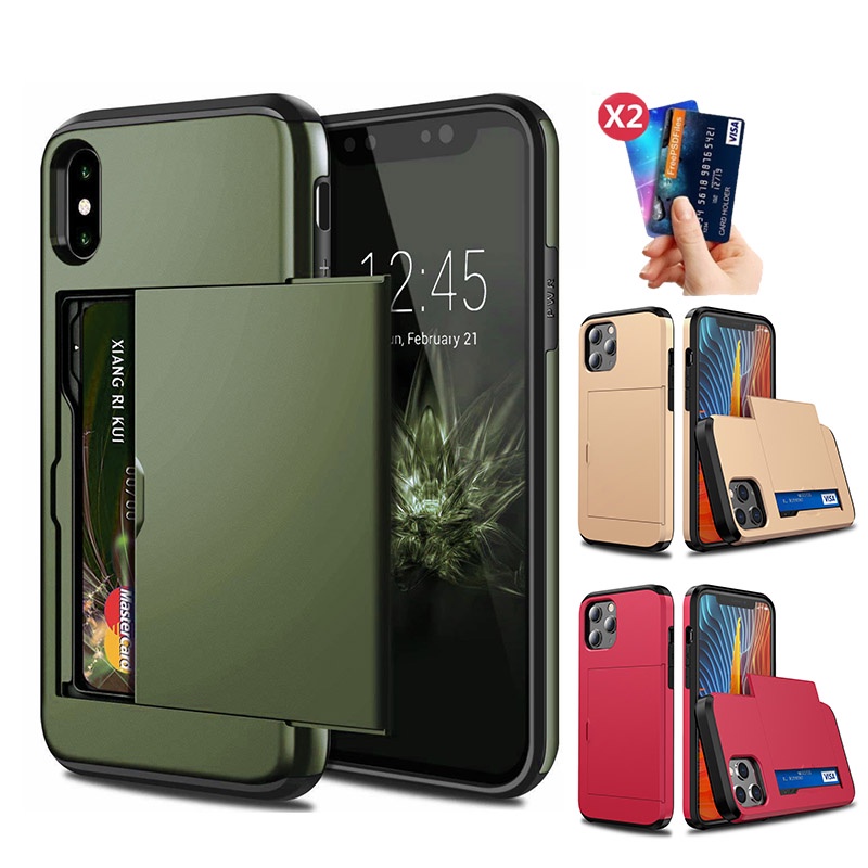 Ốp điện thoại có ngăn đựng thẻ kiểu dáng sang trọng cho IPHONE 13 12 11 PRO 7 8 6 6S PLUS X XS MAX XR