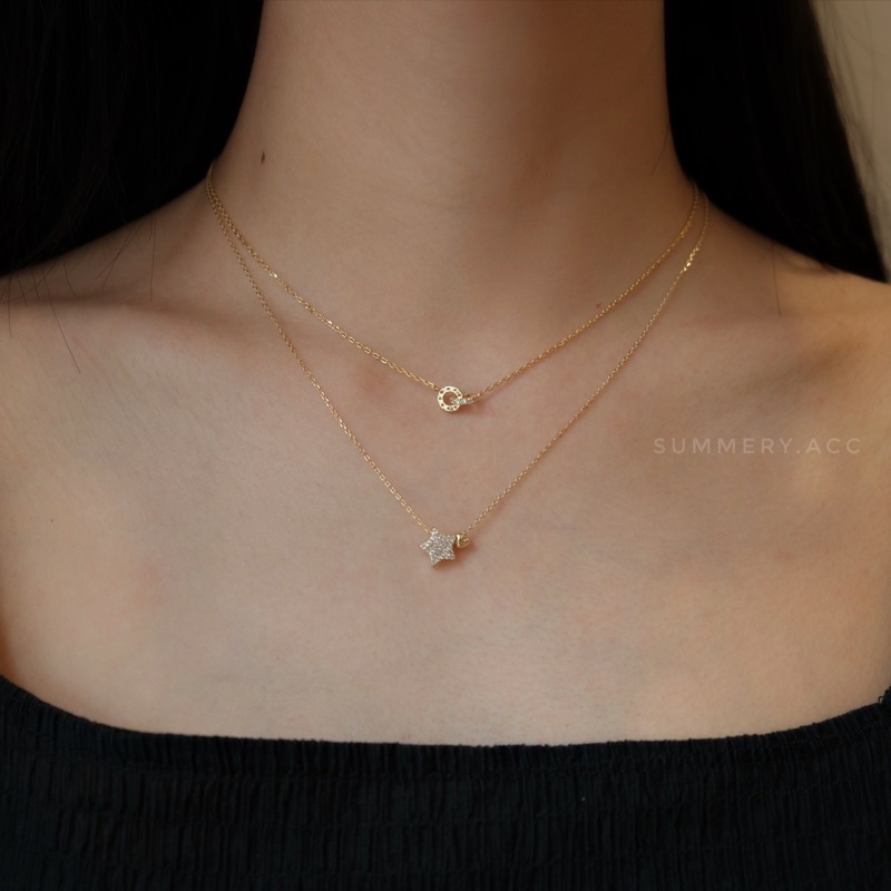 Vòng cổ bạc 925 SUMMERY ngôi sao trái tim dây chuyền S925
