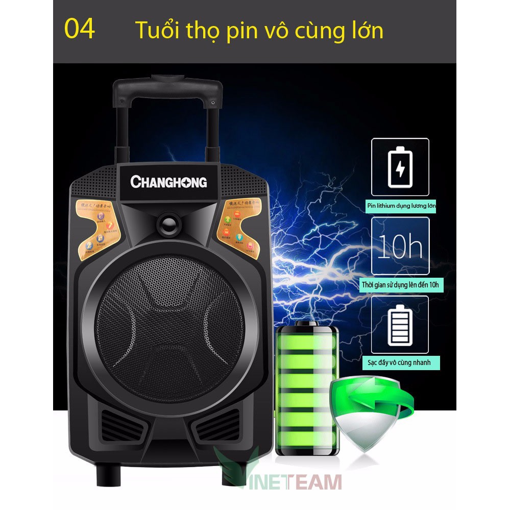 Loa Kéo Bluetooth giá rẻ CHANGHONG CYD-186 Cao Cấp, Chất Âm Cực Hay - Kèm Mic -dc3433