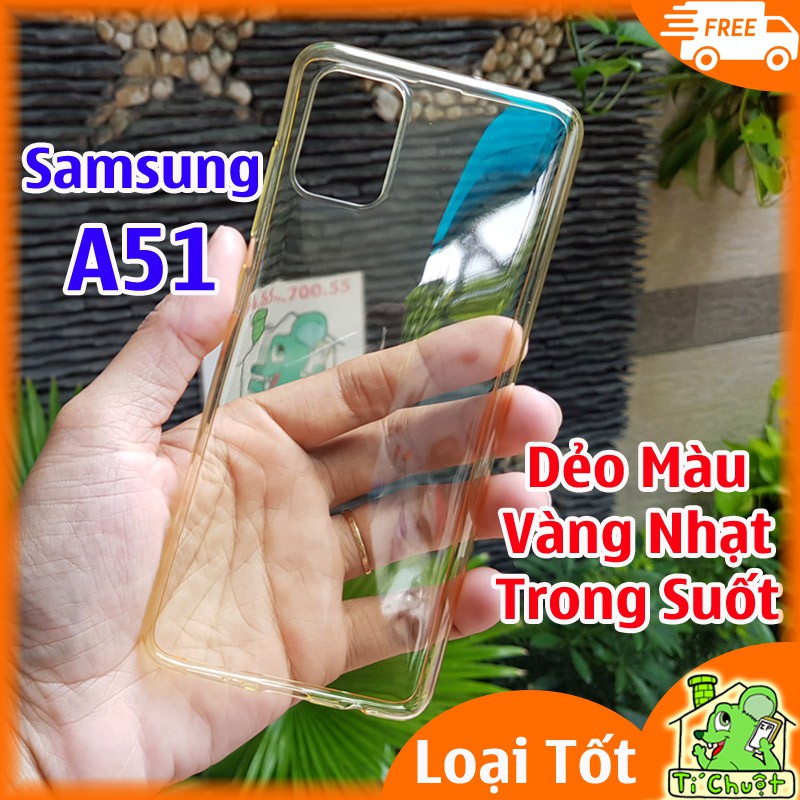[Loại Tốt] Ốp lưng Samsung A51 Silicon Vàng Nhạt Trong Suốt