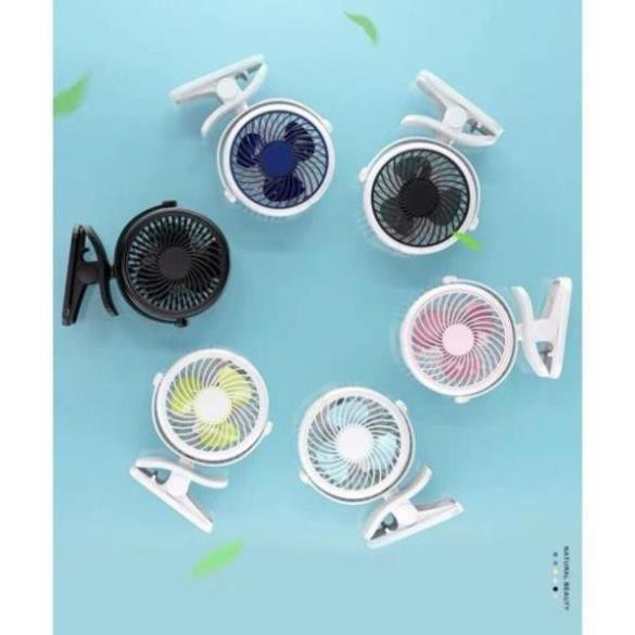 Quạt tích điện mini chính hãng QGOO kẹp xe đẩy cho bé (Pin 2200mAh chạy liên tục 6-8h tùy nấc)