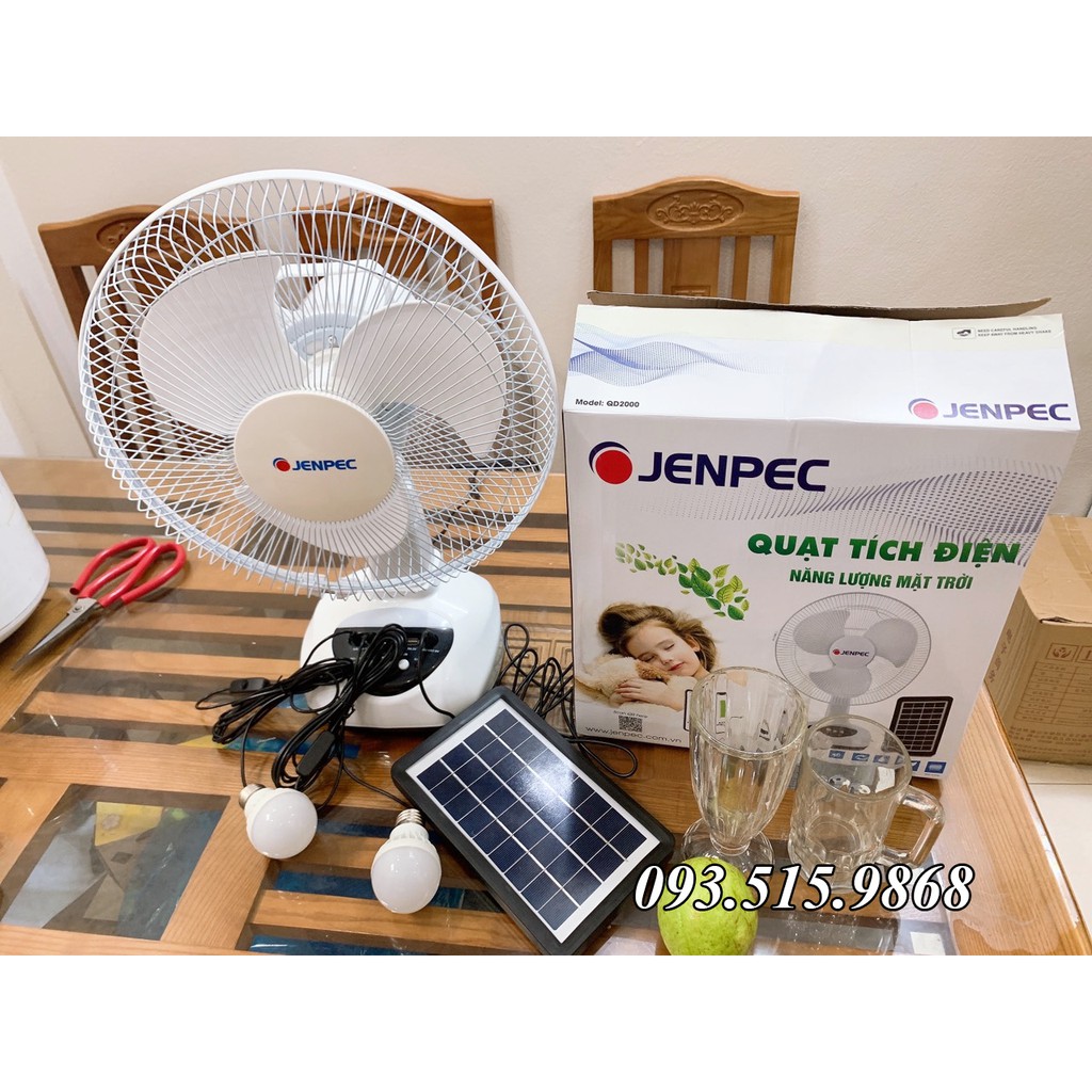 Quạt Sạc Tích Điện Năng Lượng Mặt Trời Hoặc Sạc Điện 220V - Có Đèn LED & USB | BigBuy360 - bigbuy360.vn