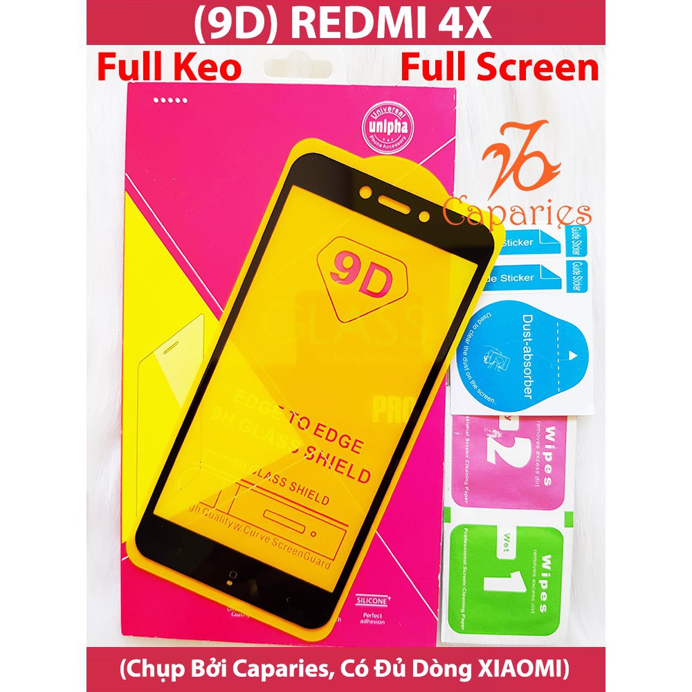 [💯Rẻ vô địch]Xiaomi Redmi 4X Kính cường lực full màn full keo 9D