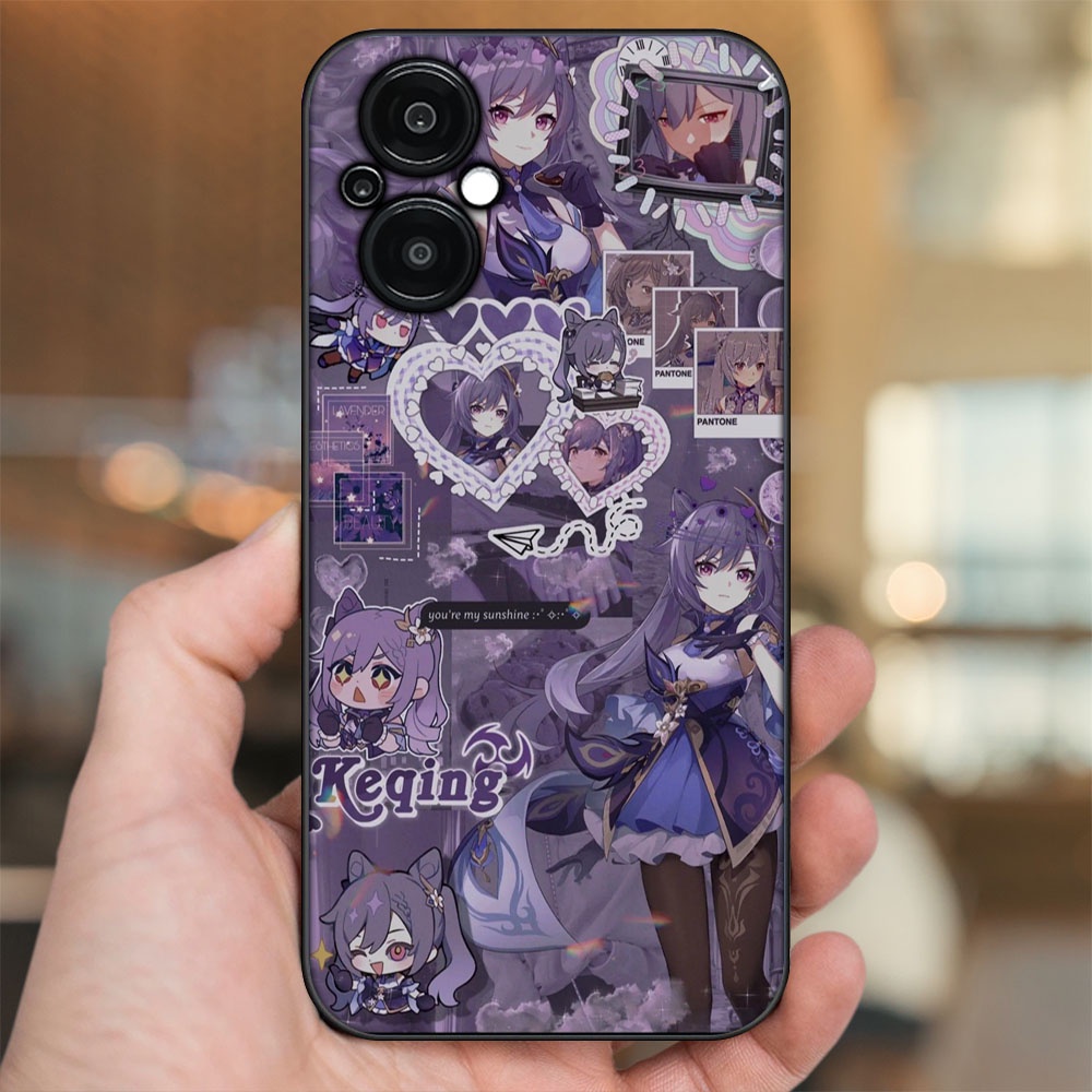Ốp lưng Oppo Reno 8Z 5G viền đen in hình Keqing Genshin Impact