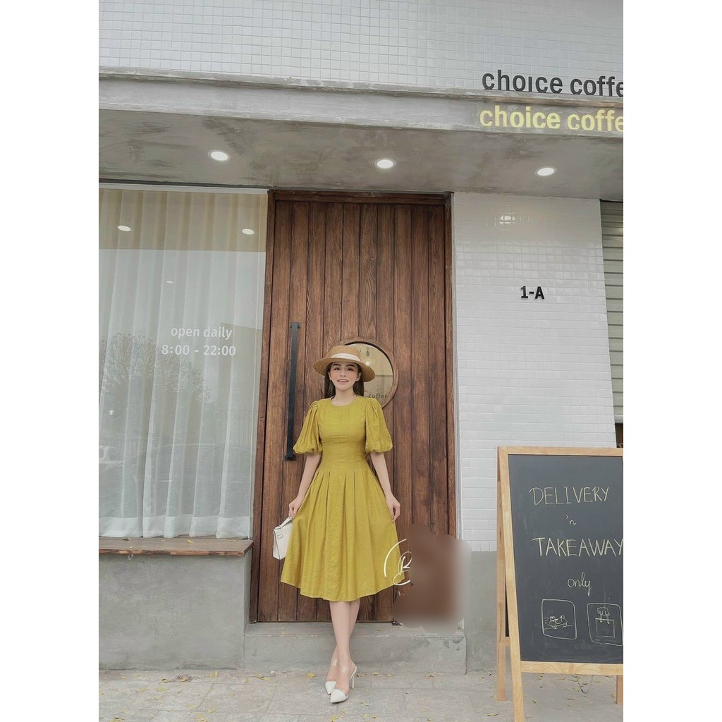 Đầm Xòe Xếp Li Tay Phồng, Đầm Midi Tiểu Thư Tay Bồng Xếp Ly Eo Đơn Giản Sang Trọng | BigBuy360 - bigbuy360.vn