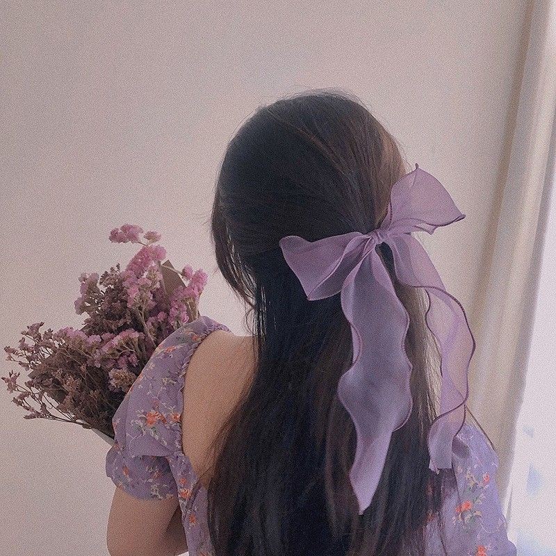 Kẹp Tóc Nơ Lượn Sóng Chất Voan, Kẹp tóc nơ tiểu thư dài xinh đẹp và sang chảnh