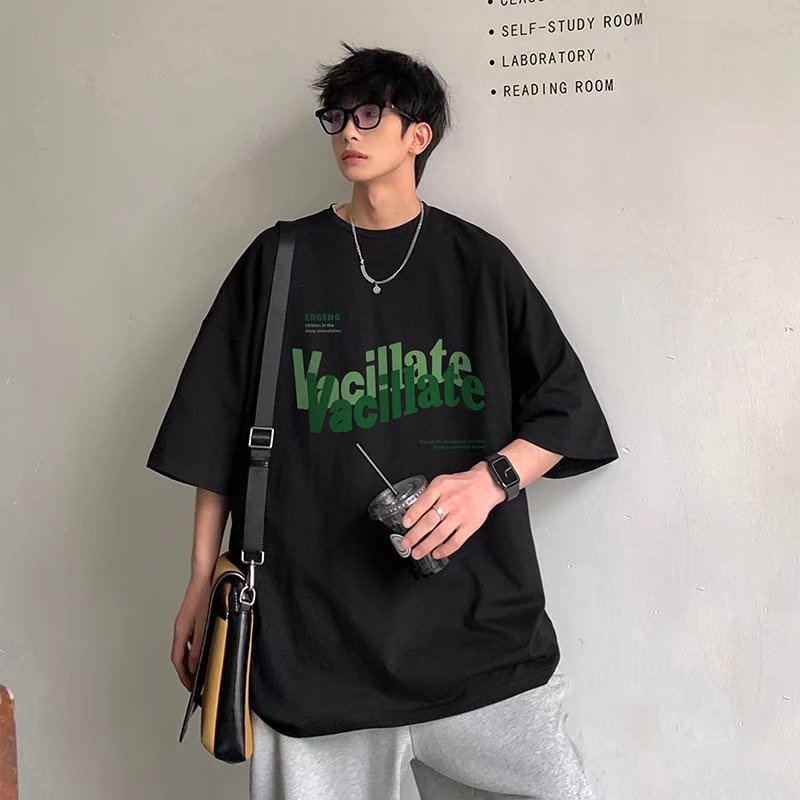 Áo Thun Dáng Rộng In Chữ Phong Cách Hip Hop Hàn Quốc Thời Trang Mùa Hè Cho Nam Và Nữ size M-8XL
