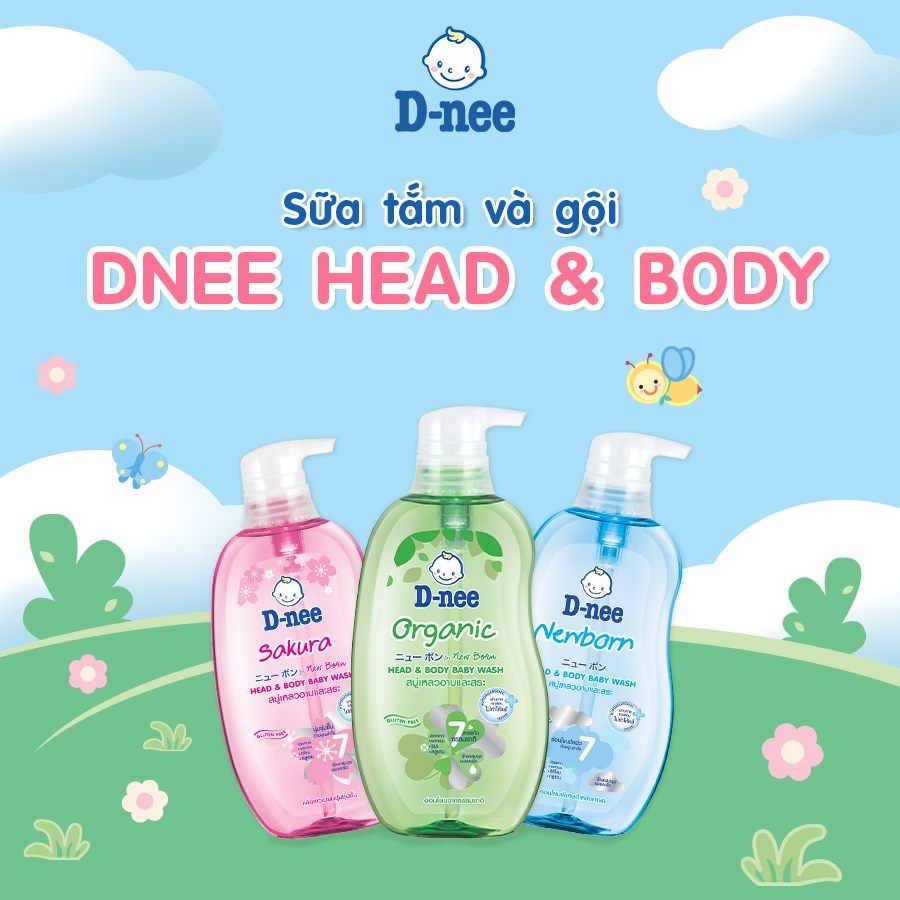 Tắm Gội Em Bé D-nee 380ml Thái Lan Head &amp; Body Baby Wash