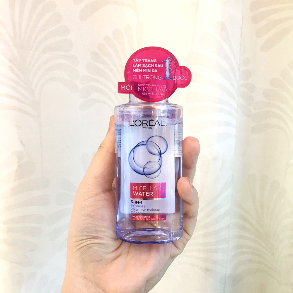 Nước Tẩy Trang Dưỡng Ẩm 3-in-1 L'Oreal Paris Micellar Water Moisturizing (HỒNG)