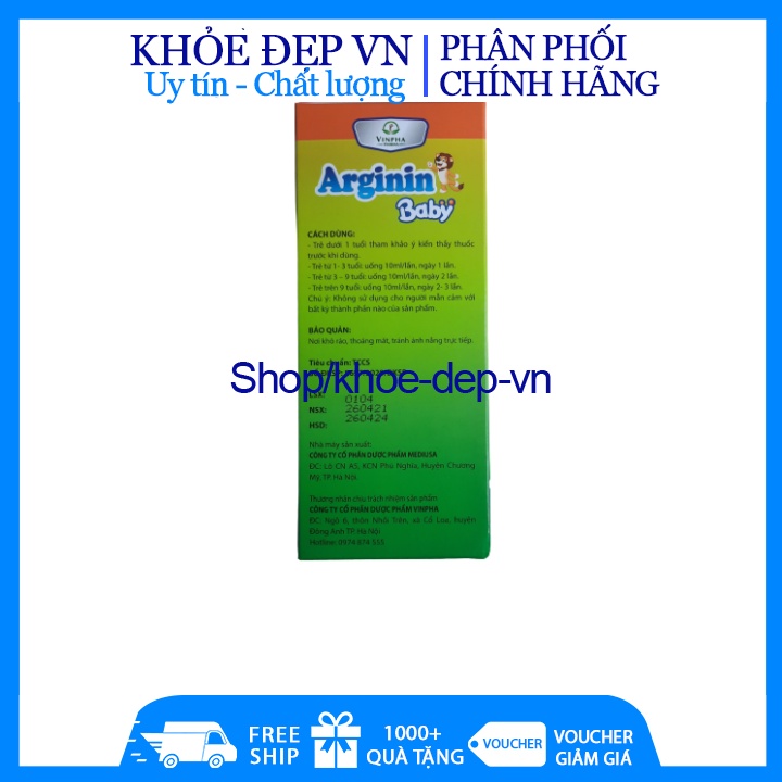 Siro Mát Gan Giải Độc Cho Bé Arginin Baby – Hết Dị Ứng, Mẩn Ngứa, Nổi Mề Đay, Rôm Sảy, Táo Bón, Nhiệt Miệng - Hộp 20 Gói