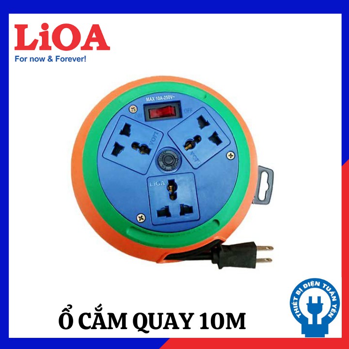 Ổ Cắm Kéo Dài Quay Tay LiOA 3 Ổ Cắm, Kiểu Đĩa Bay Hàng Chính Hãng LiOA Việt Nam 5m/10m