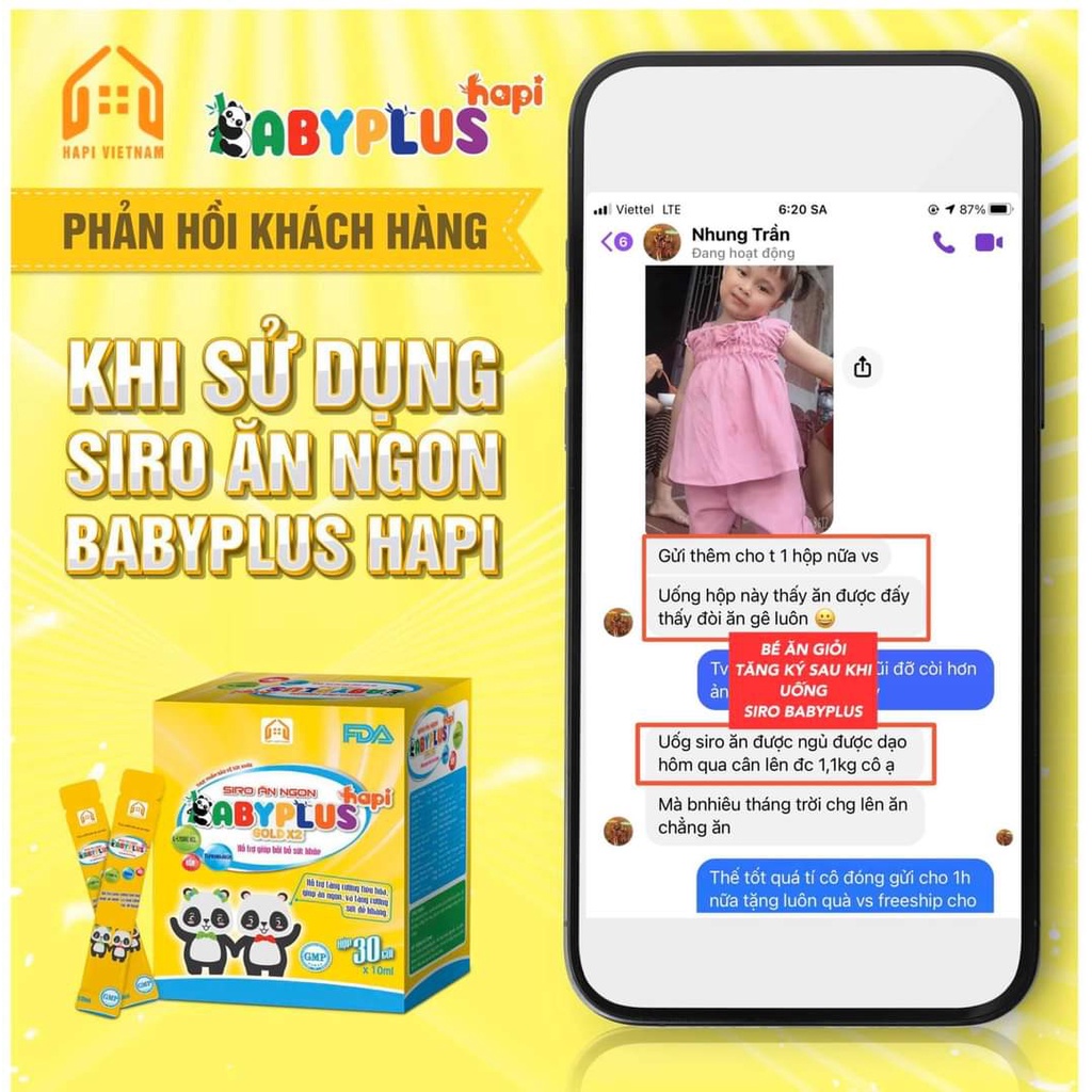 Siro Ăn Ngon Baby Plus Chính Hãng - Giúp Bé Hết Biếng Ăn, Tăng Cân, Tăng Sức Đề Kháng, Hết Táo Bón