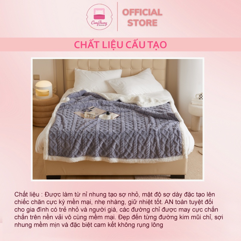 Chăn len lông cừu TAFURONG làm ấm nhanh, trọng lượng 2kg5 - Kích thước 2m x 2m3 mẫu mới nhất