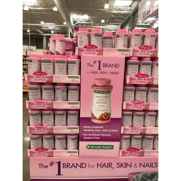 Kẹo dẻo hỗ trợ mọc tóc, đẹp da tóc móng Gummies Nature's Bounty Hair Skin & Nails 230 Viên