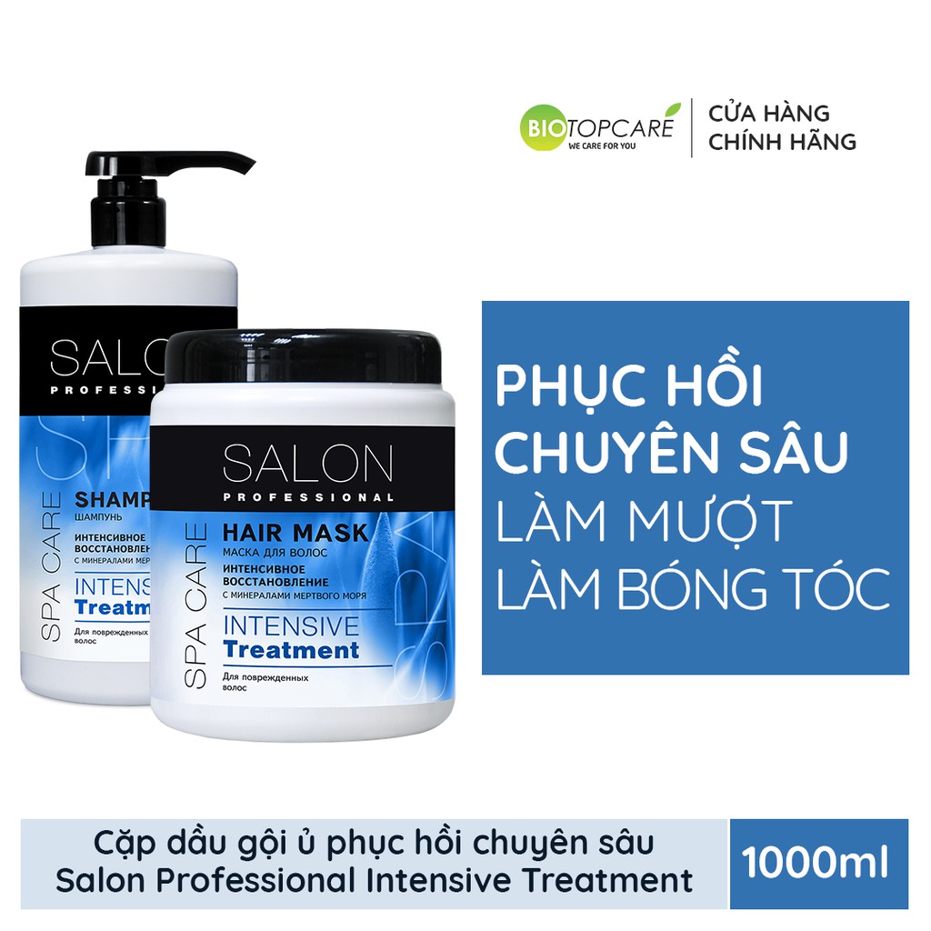 Cặp Dầu Gội Ủ Phục Hồi Chuyên Sâu Salon Professional Intensive Treatment 1000ml - BioTopcare Official - TN092