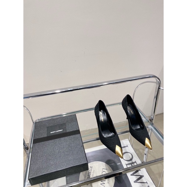 Giày cao gót 9cm mũi nhọn da thật thương hiệu Saint Laurent YSL mẫu mới 2022 cao cấp