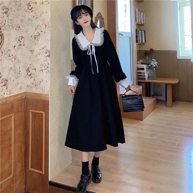 French fashion long-sleeved dress autumn gentle wind